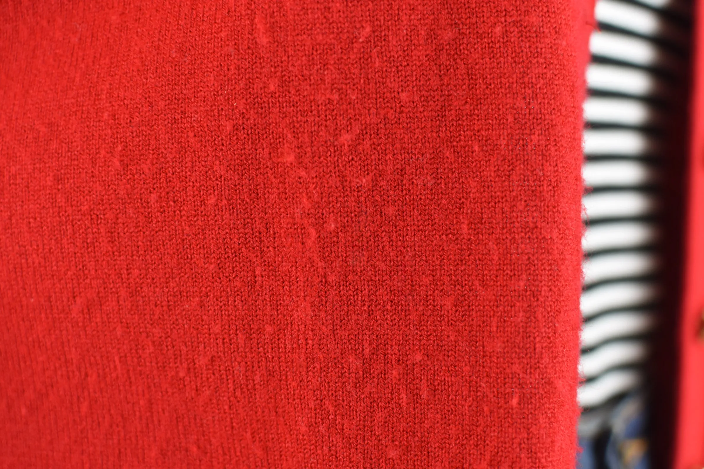 80s Red Cardigan with Crest Buttons, Petite Medium