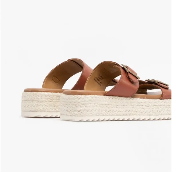 AMELDA Ladies Leather Mule Sandals Tan