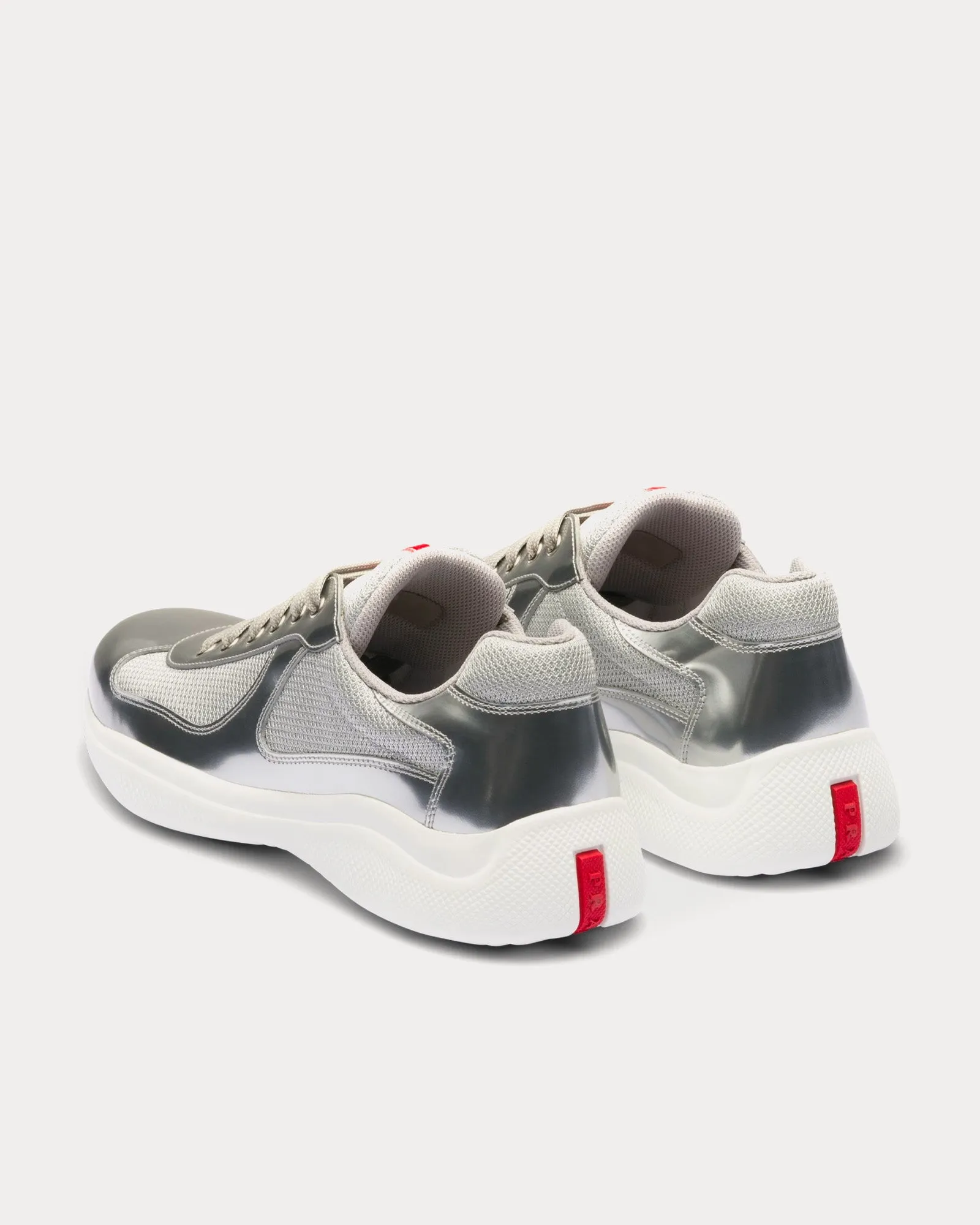 America's Cup Metallic Leather & Bike Fabric Silver Low Top Sneakers