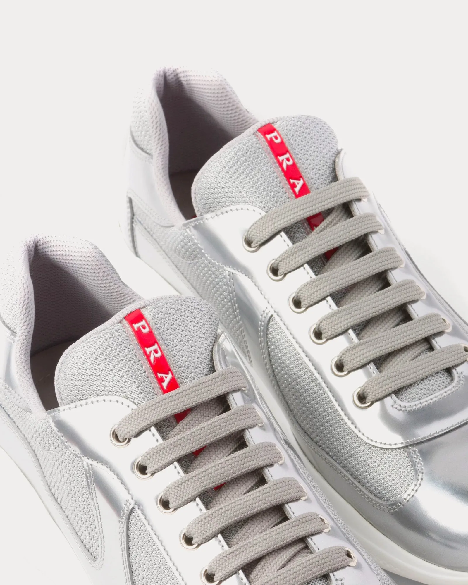 America's Cup Metallic Leather & Bike Fabric Silver Low Top Sneakers