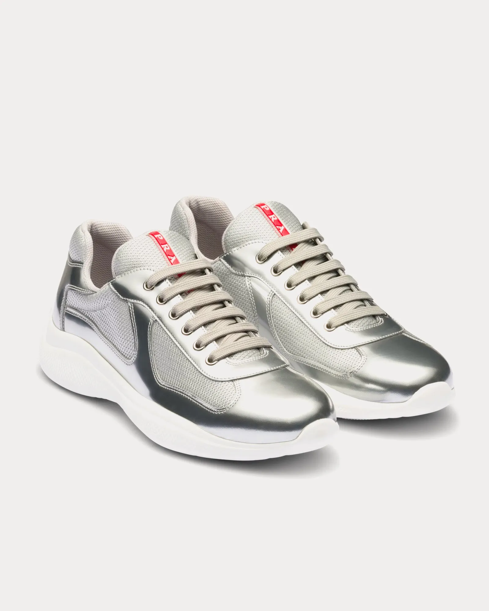 America's Cup Metallic Leather & Bike Fabric Silver Low Top Sneakers