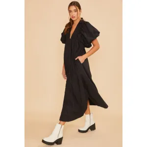 Annie Wear Smocked Puff Sleeve Midi Dress