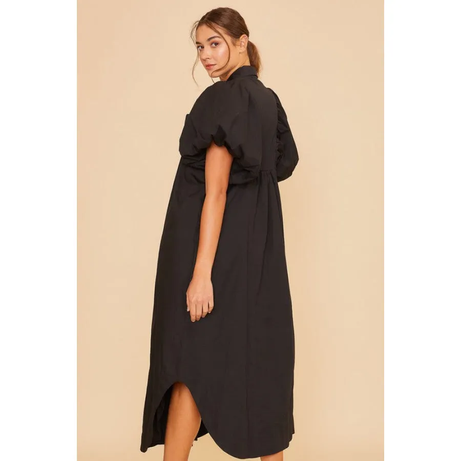 Annie Wear Smocked Puff Sleeve Midi Dress