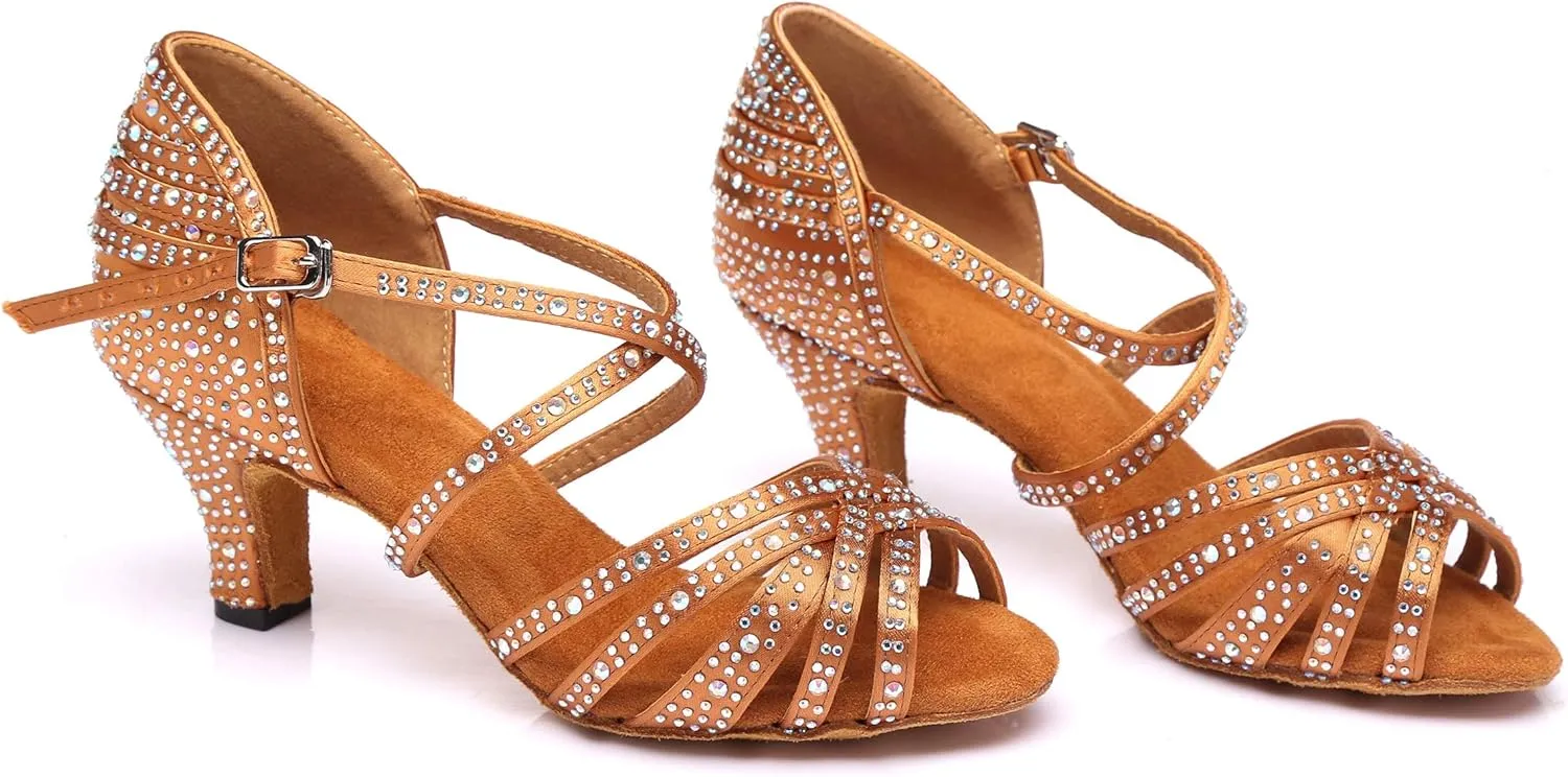 Ballroom Dancing Shoes for Women Sparkle Rhinestones Wedding Prom Sandals
