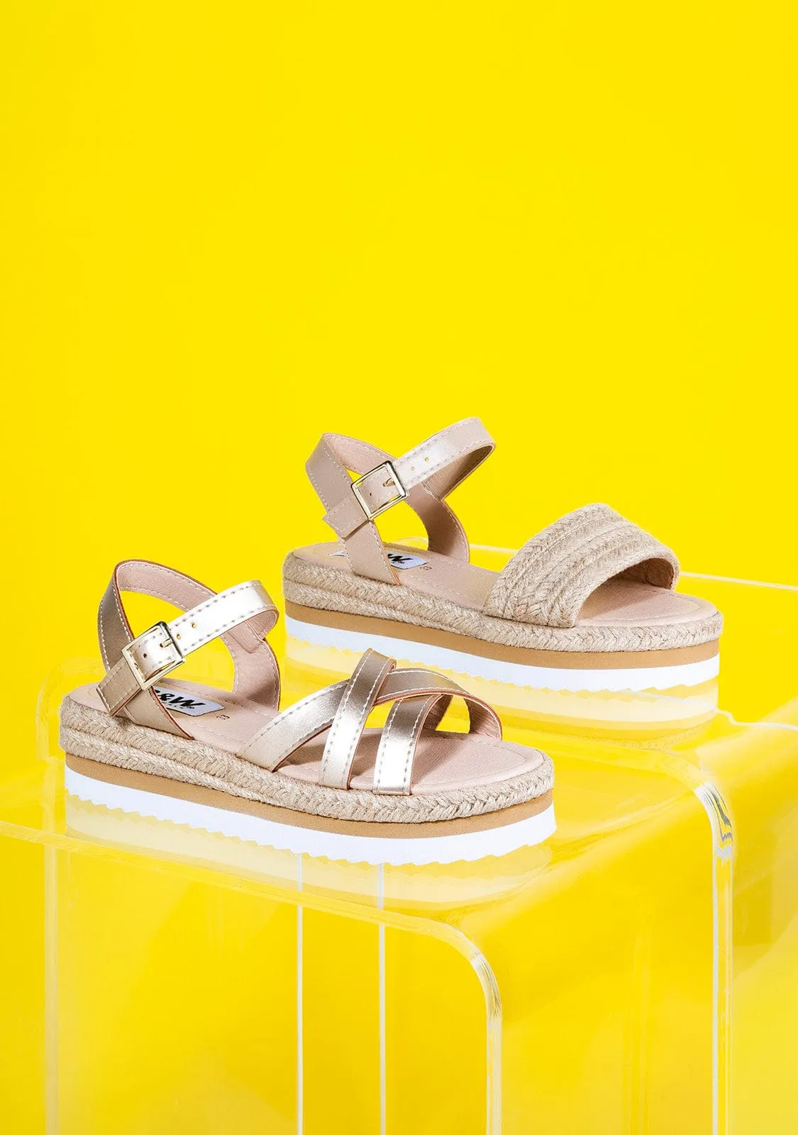 B&W Girl's Beige Cord Sandals