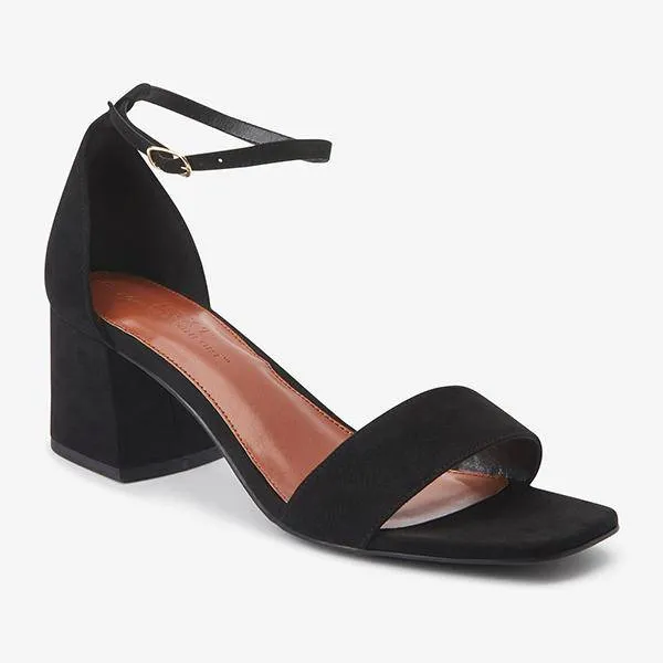 Black Forever Comfort® Simple Block Heel Sandals