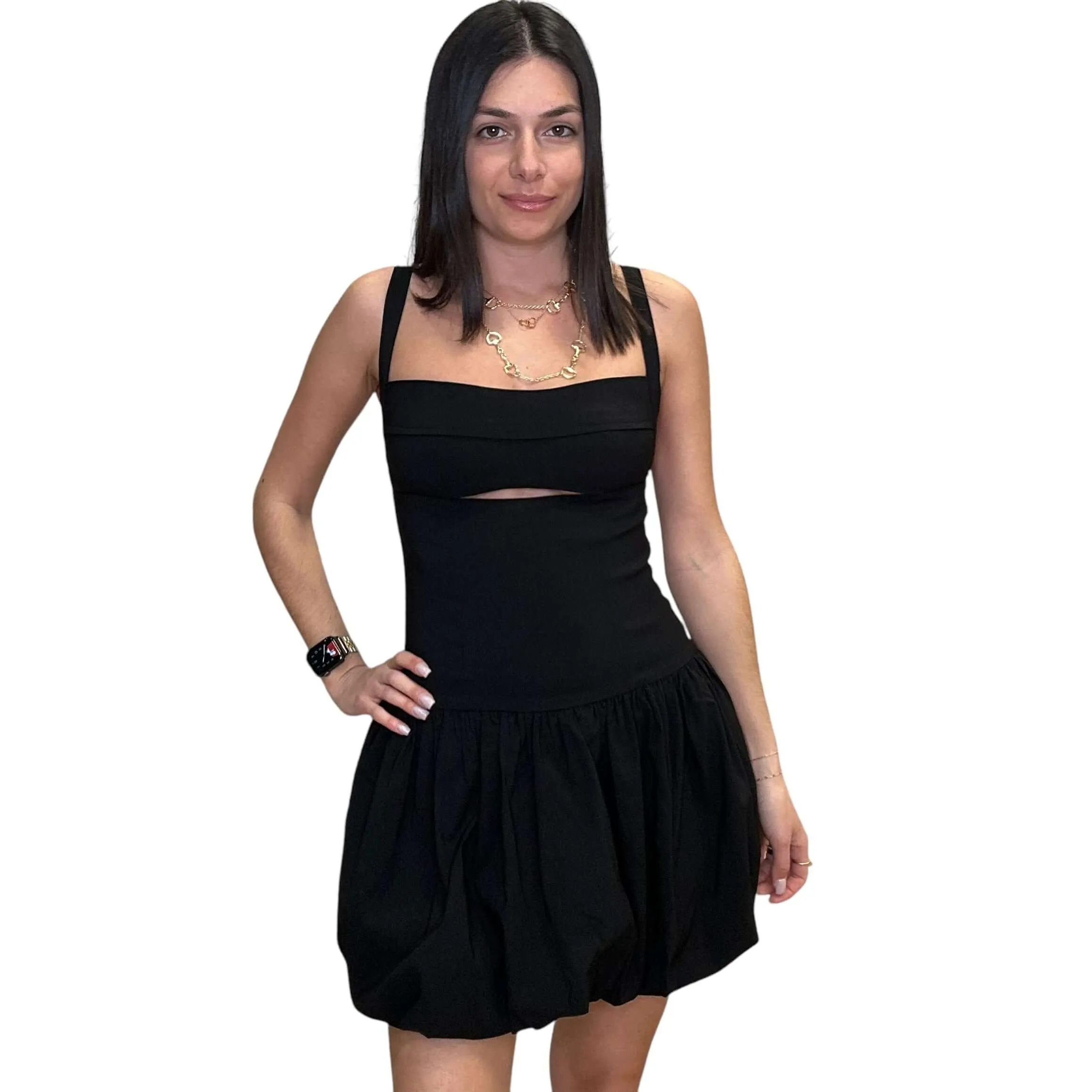 Bubble Cutout Mini Dress - Classic Black