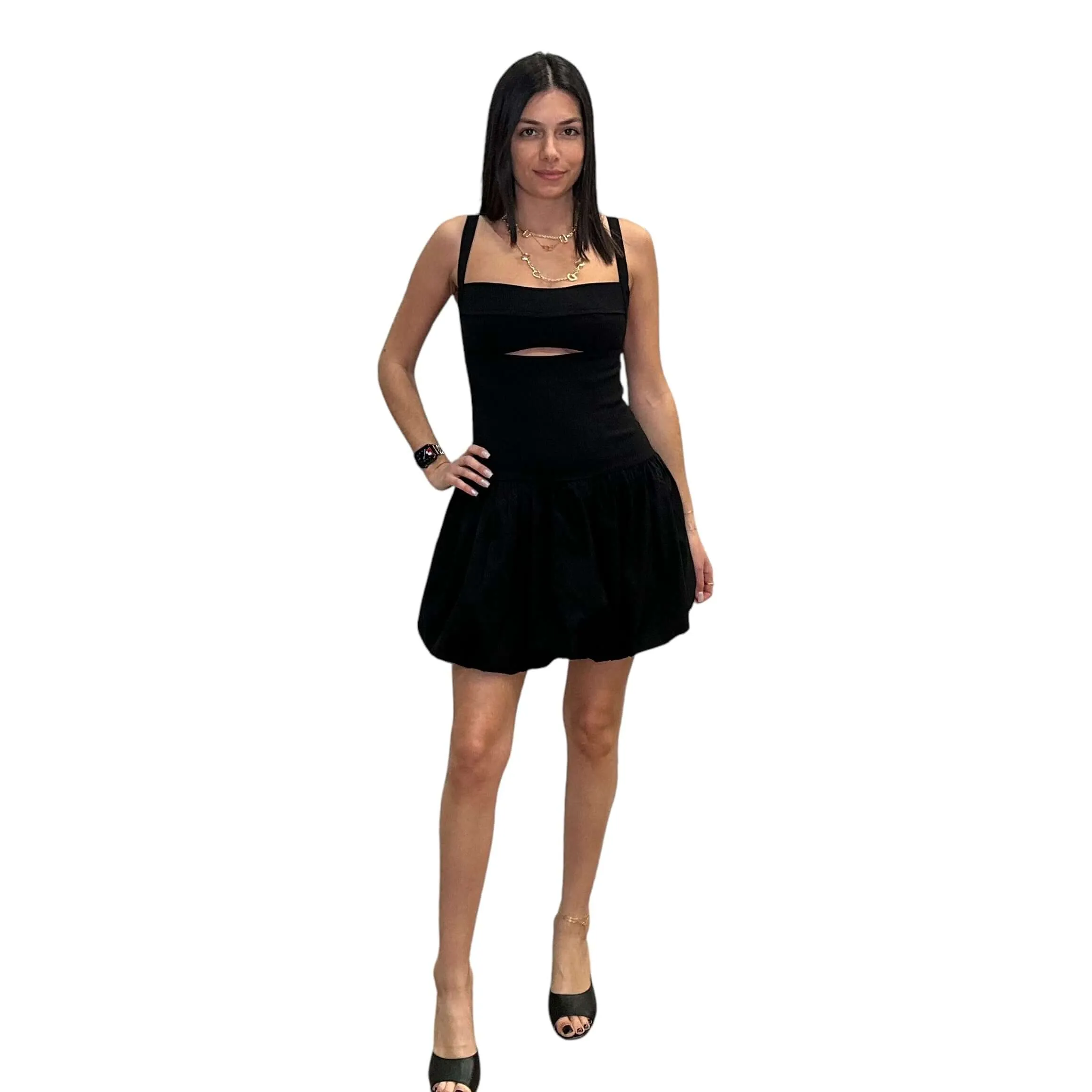 Bubble Cutout Mini Dress - Classic Black