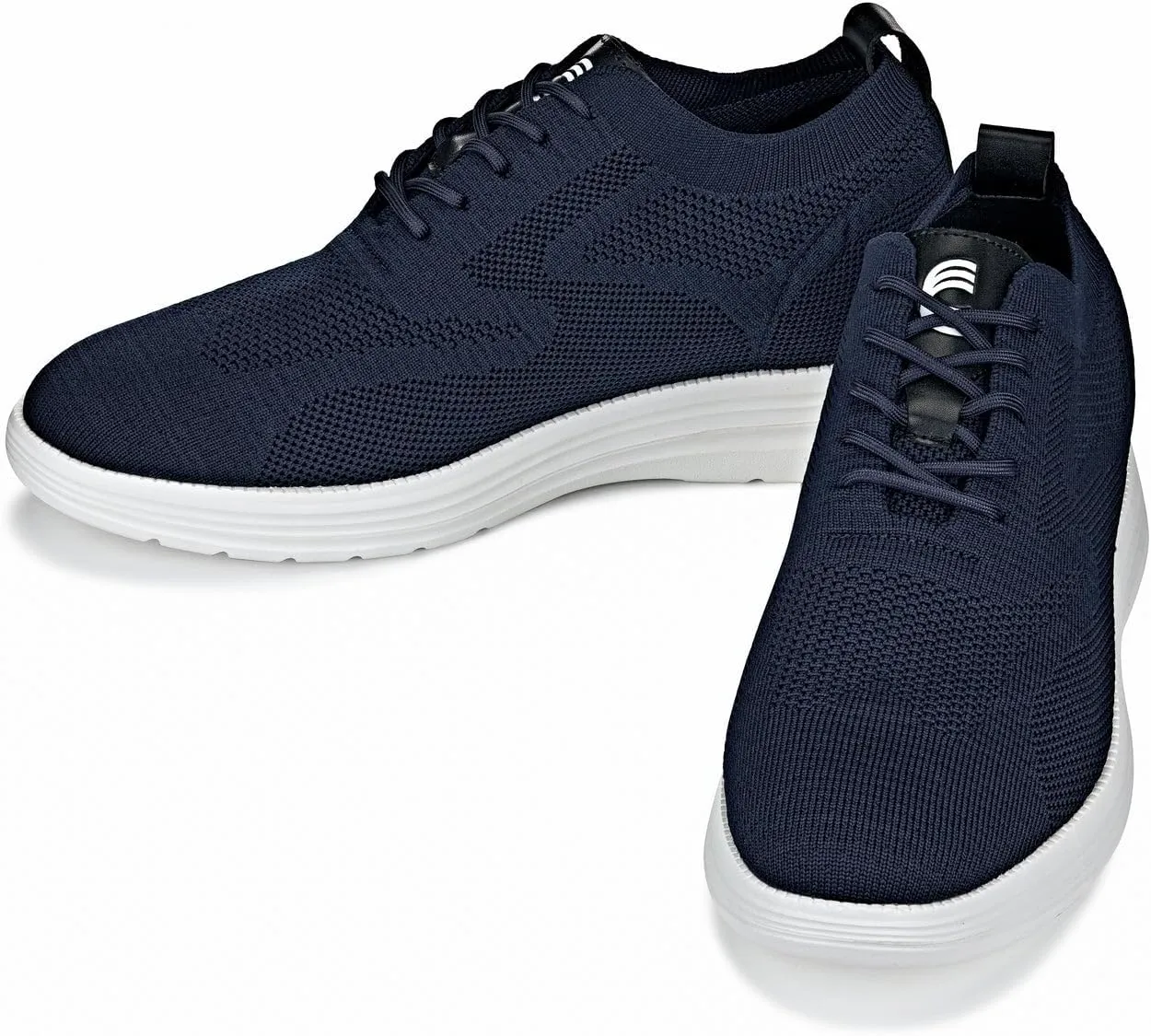 CALTO Men's Invisible Height Increasing Elevator Shoes - Night Blue Ultra Light-Weight Lace-up Knitted Sporty Walker - 2.8 Inches Taller - X2634 - Size 9 D(M) US