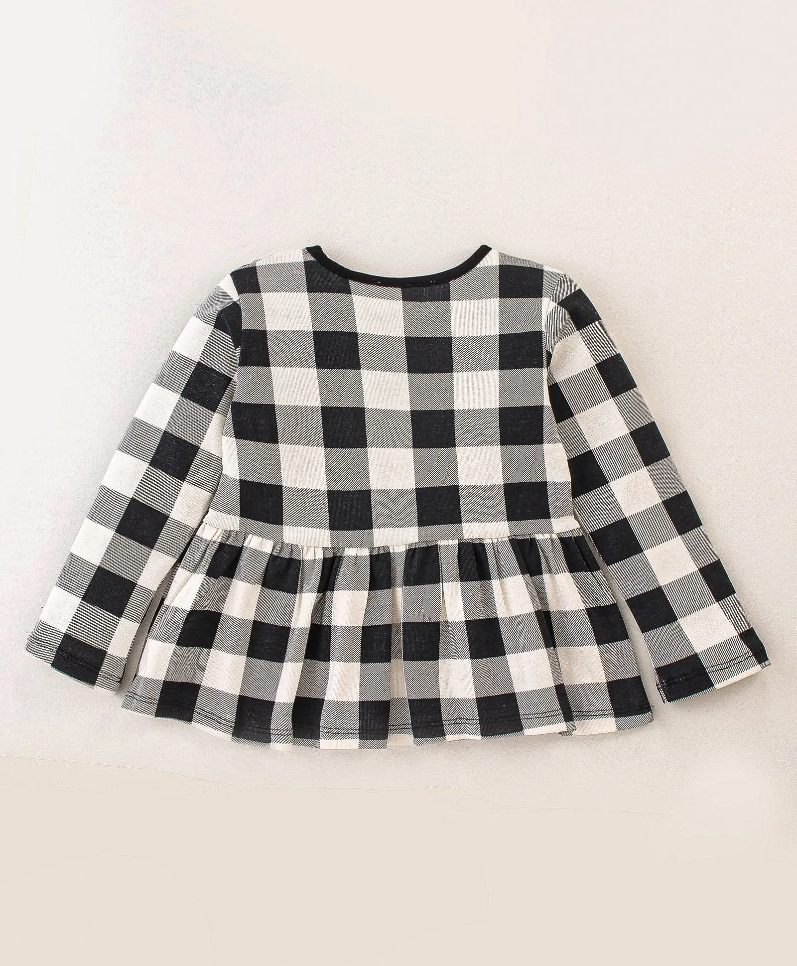 Checkered Print Frilled Top Leggings Set