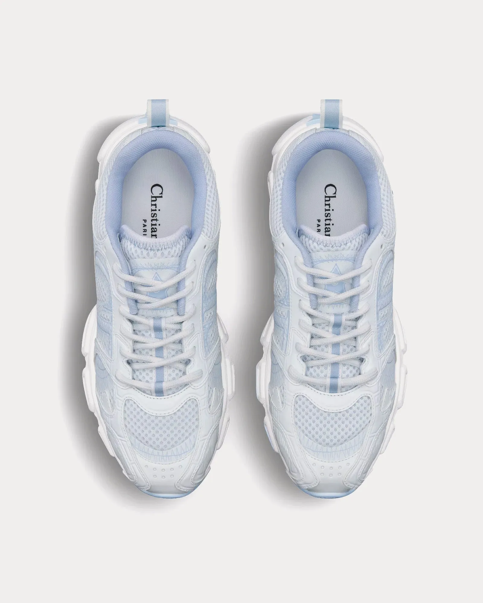 Chrono Mesh & Leather-Effect Panels White / Light Blue Low Top Sneakers