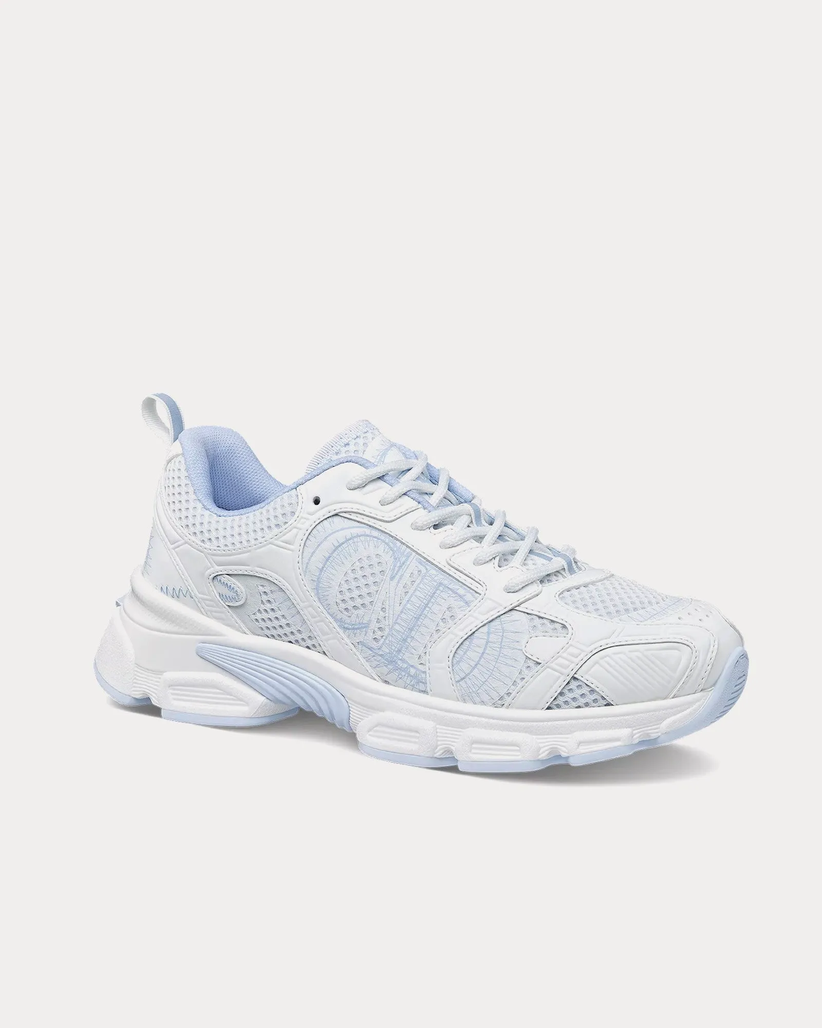 Chrono Mesh & Leather-Effect Panels White / Light Blue Low Top Sneakers