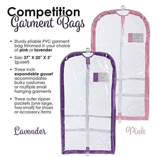 Clear Plastic Garment Bag With Pockets For Dance Competitions Danshuz - Lavender