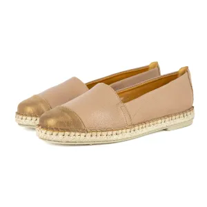 Consisela : Ladies Leather Espadrille Shoe in Timber Cayak & Beige Spirit