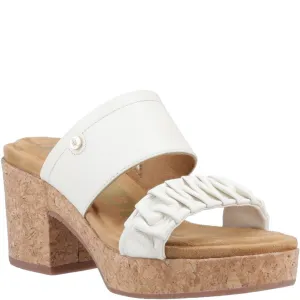 Cream Poppy Ruched Slides