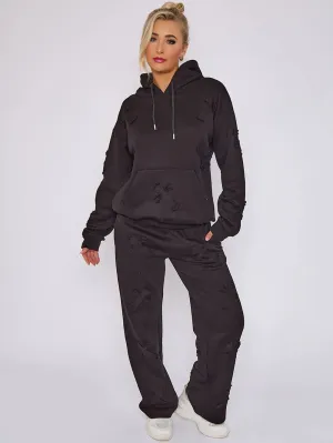 Cross Patch Detail  Oversized  Hooded Tracksuit Set