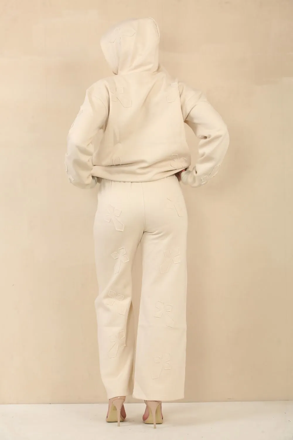 Cross Patch Detail  Oversized  Hooded Tracksuit Set