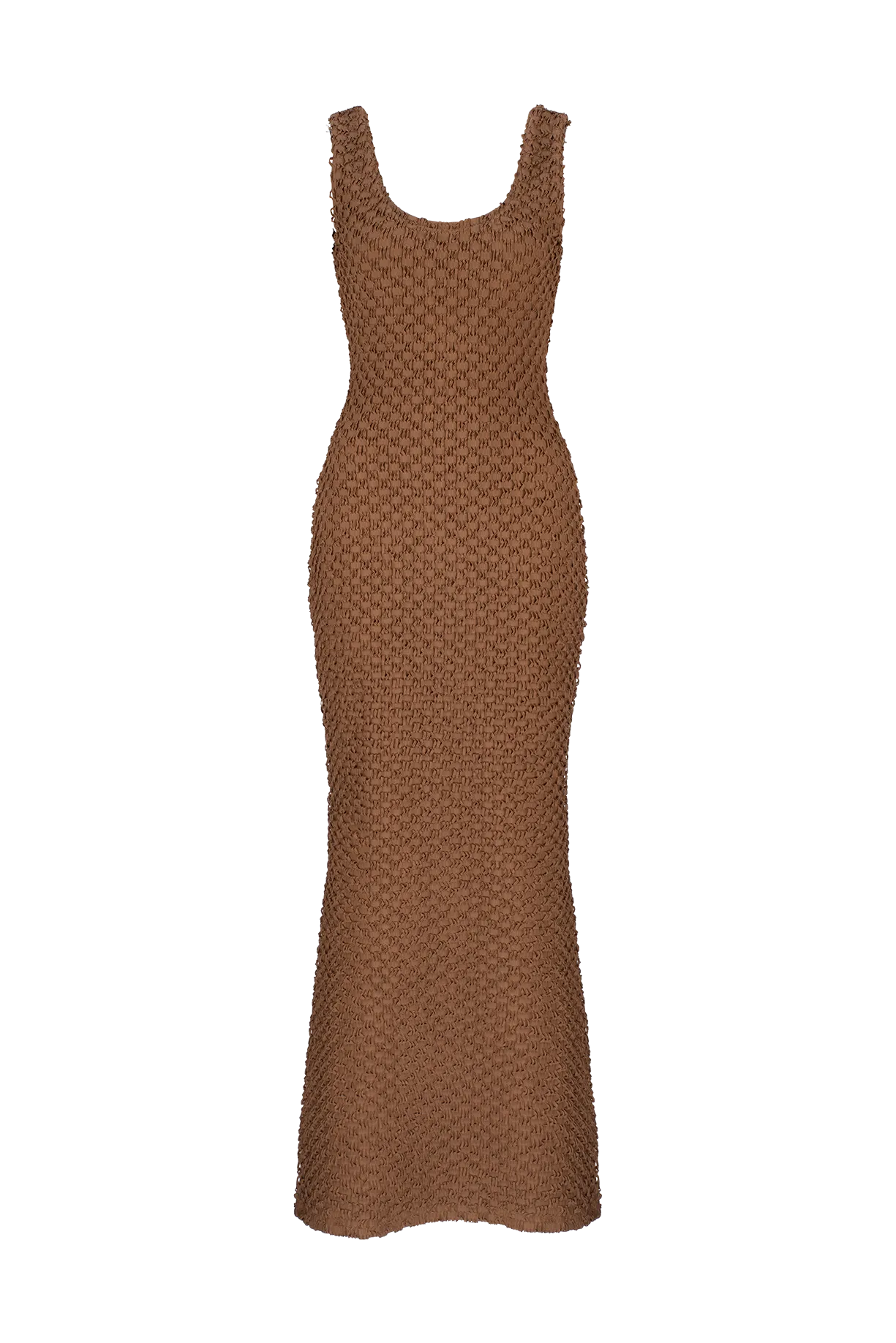 CURAAE Quinn Textured Mermaid Flared Tank Maxi Dress In Coco