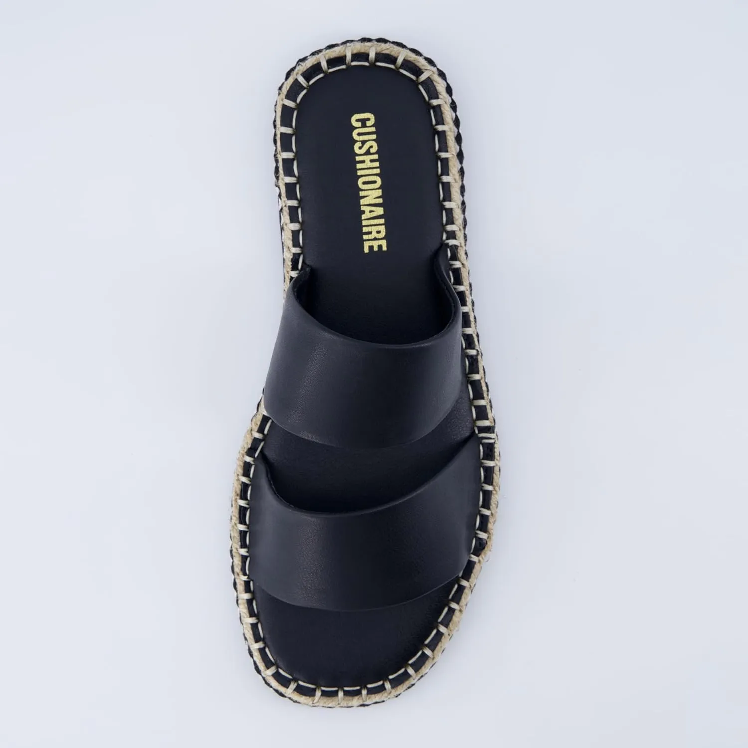 CUSHIONAIRE Bhendi Womens Espadrille Slide Sandal  Faux Leather Double Strap with Jute-Wrapped Sole & Cushioned Footbed