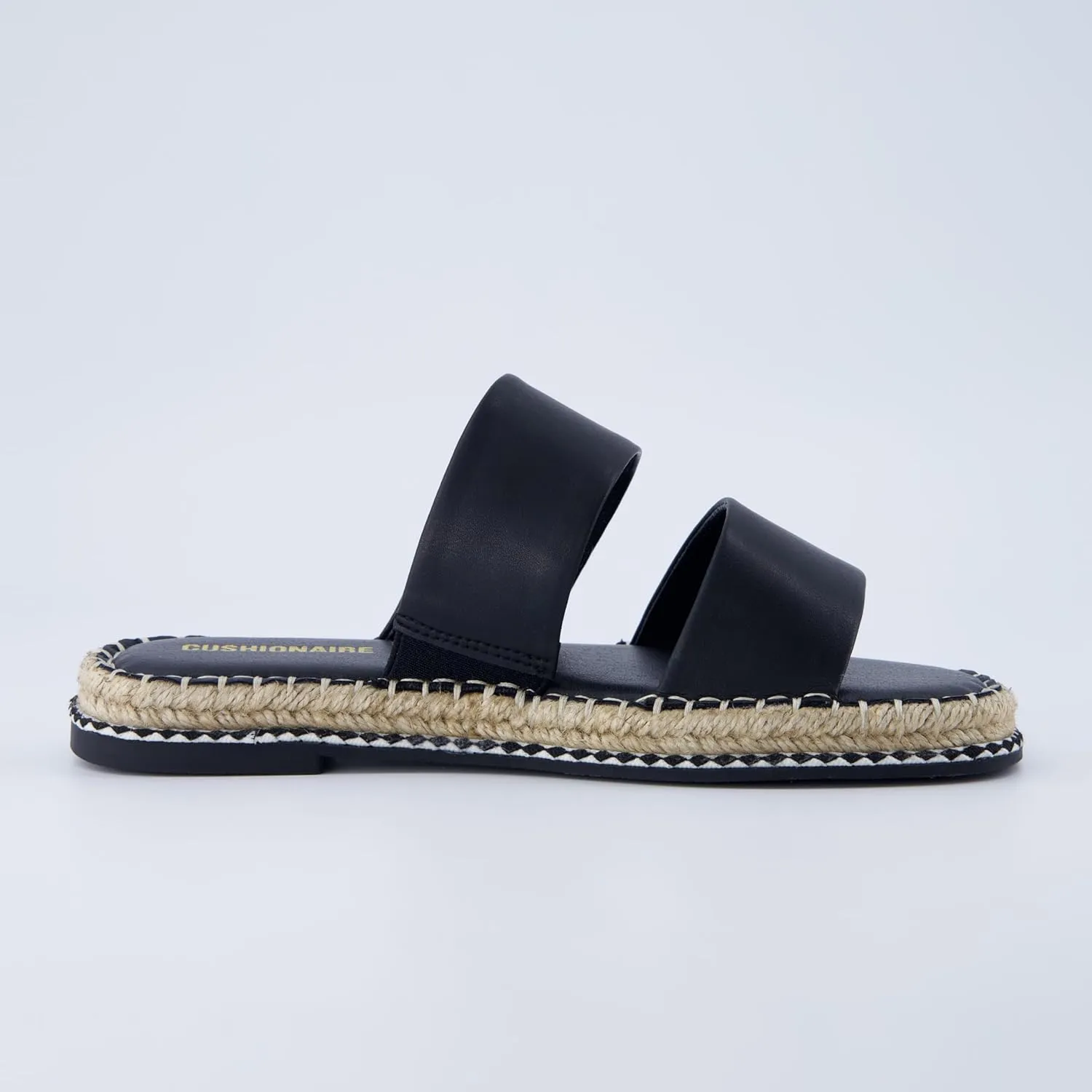 CUSHIONAIRE Bhendi Womens Espadrille Slide Sandal  Faux Leather Double Strap with Jute-Wrapped Sole & Cushioned Footbed