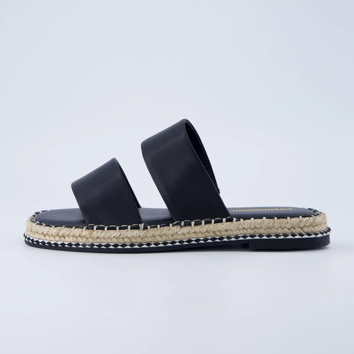 CUSHIONAIRE Bhendi Womens Espadrille Slide Sandal  Faux Leather Double Strap with Jute-Wrapped Sole & Cushioned Footbed