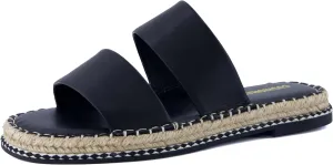CUSHIONAIRE Bhendi Womens Espadrille Slide Sandal  Faux Leather Double Strap with Jute-Wrapped Sole & Cushioned Footbed