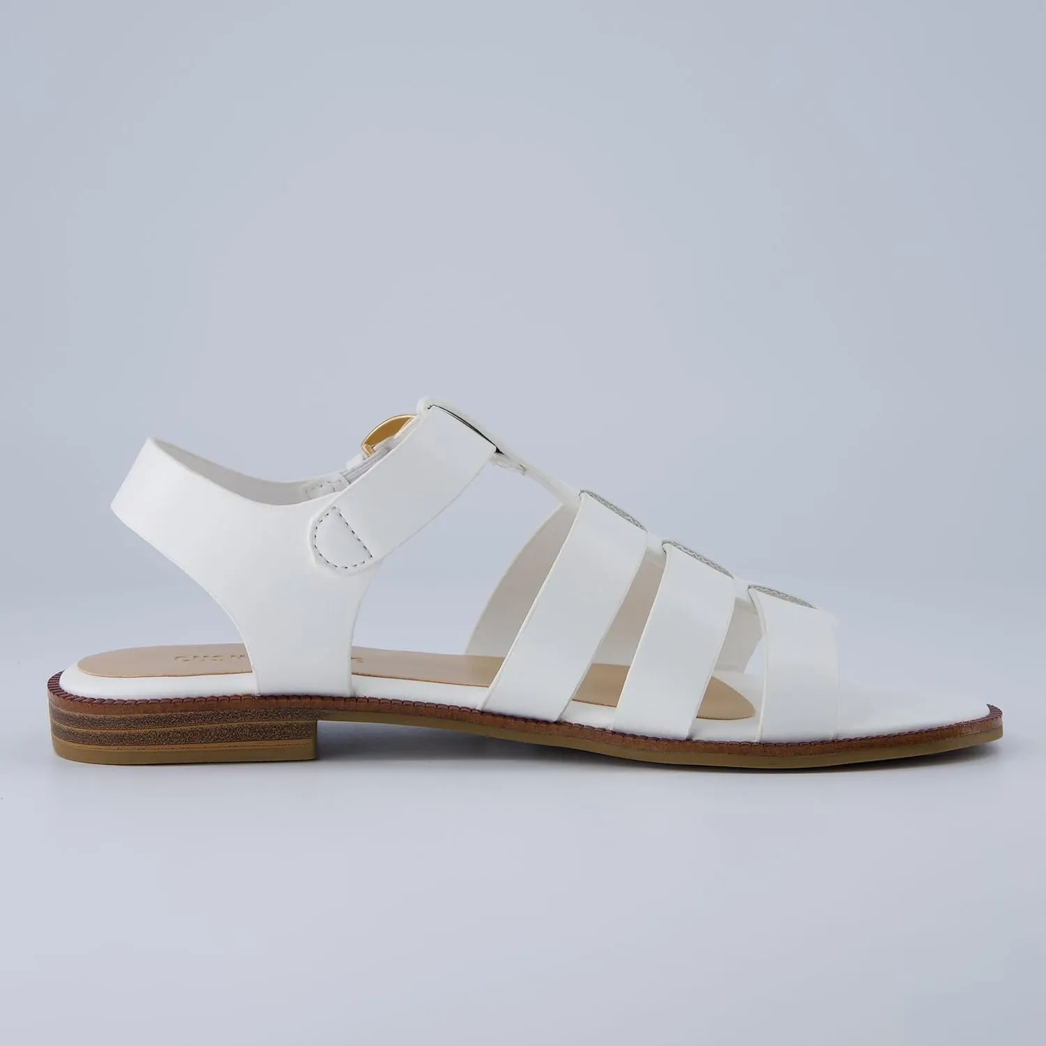 CUSHIONAIRE London Womens Strappy Fisherman Sandal  Vegan Leather Gladiator Style with Adjustable Ankle Strap   Memory Foam