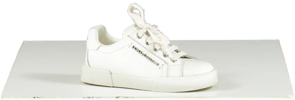 Dolce & Gabbana White Leather Portofino Logo Trainers UK 8 EU 25 👼