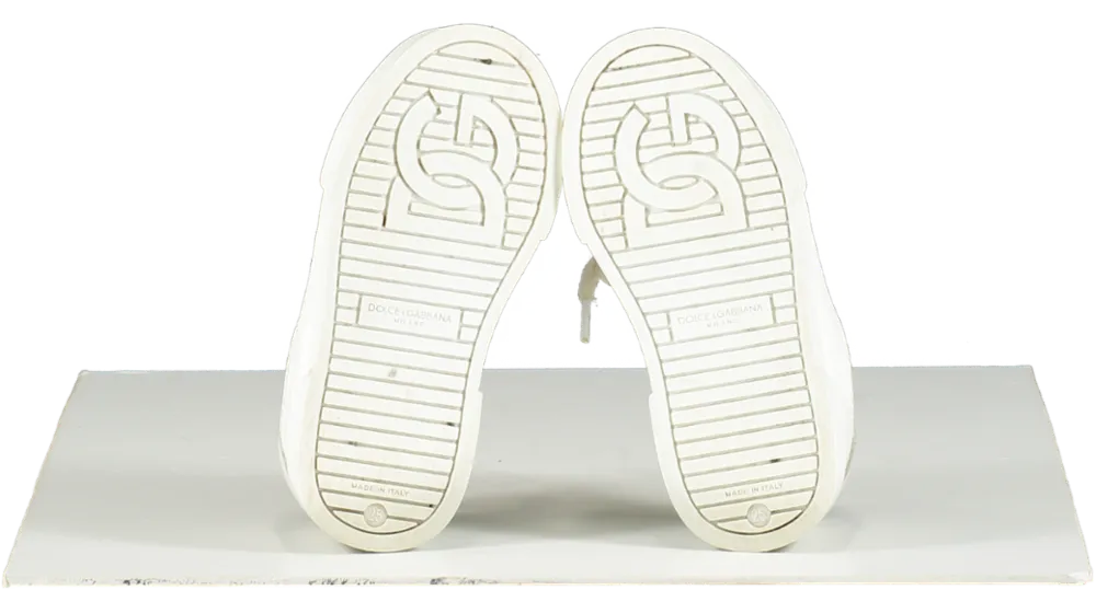 Dolce & Gabbana White Leather Portofino Logo Trainers UK 8 EU 25 👼