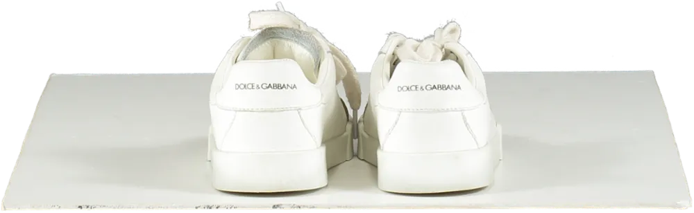 Dolce & Gabbana White Leather Portofino Logo Trainers UK 8 EU 25 👼