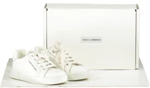 Dolce & Gabbana White Leather Portofino Logo Trainers UK 8 EU 25 👼