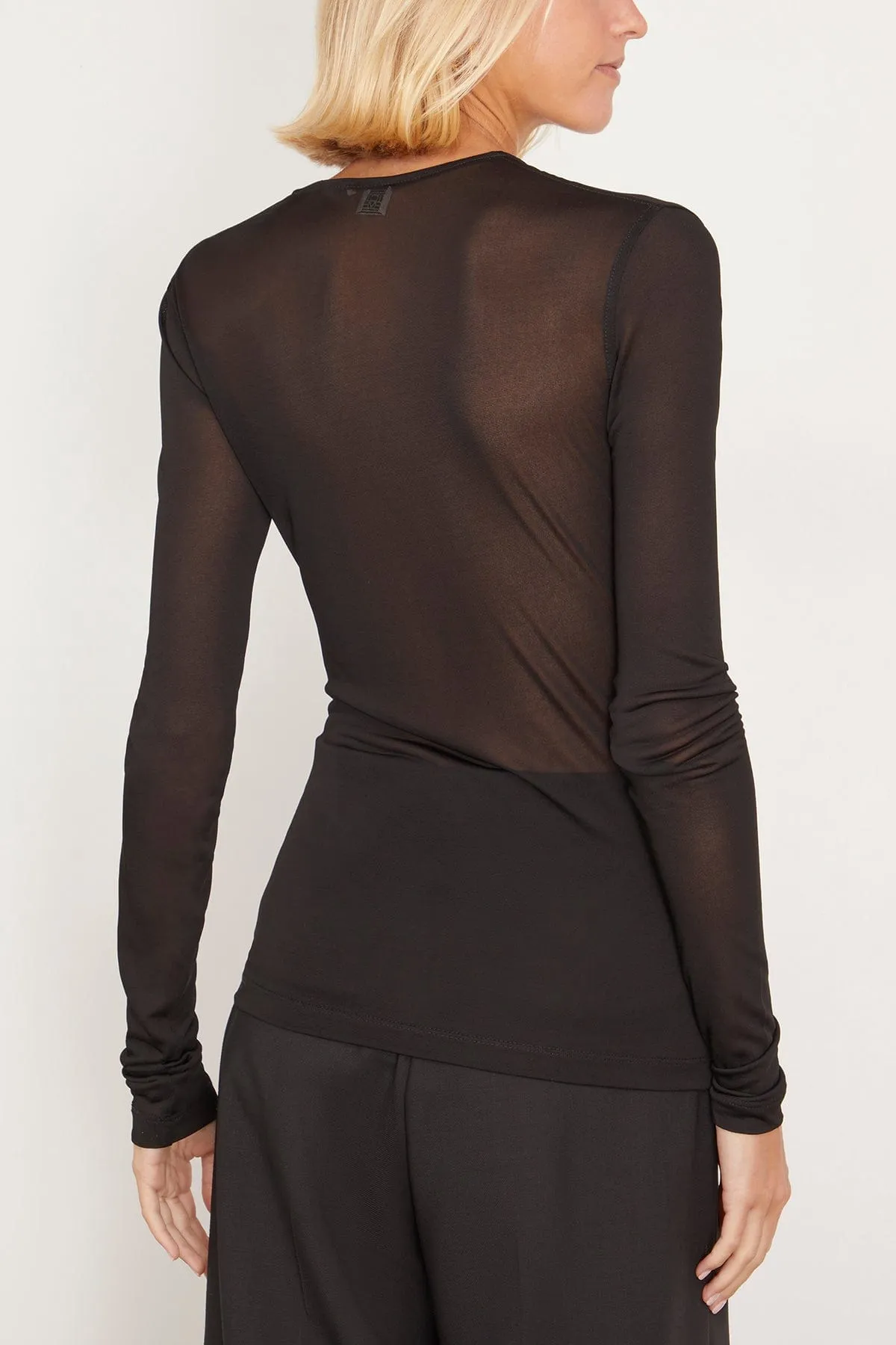 Draped V-Neck Top in Black