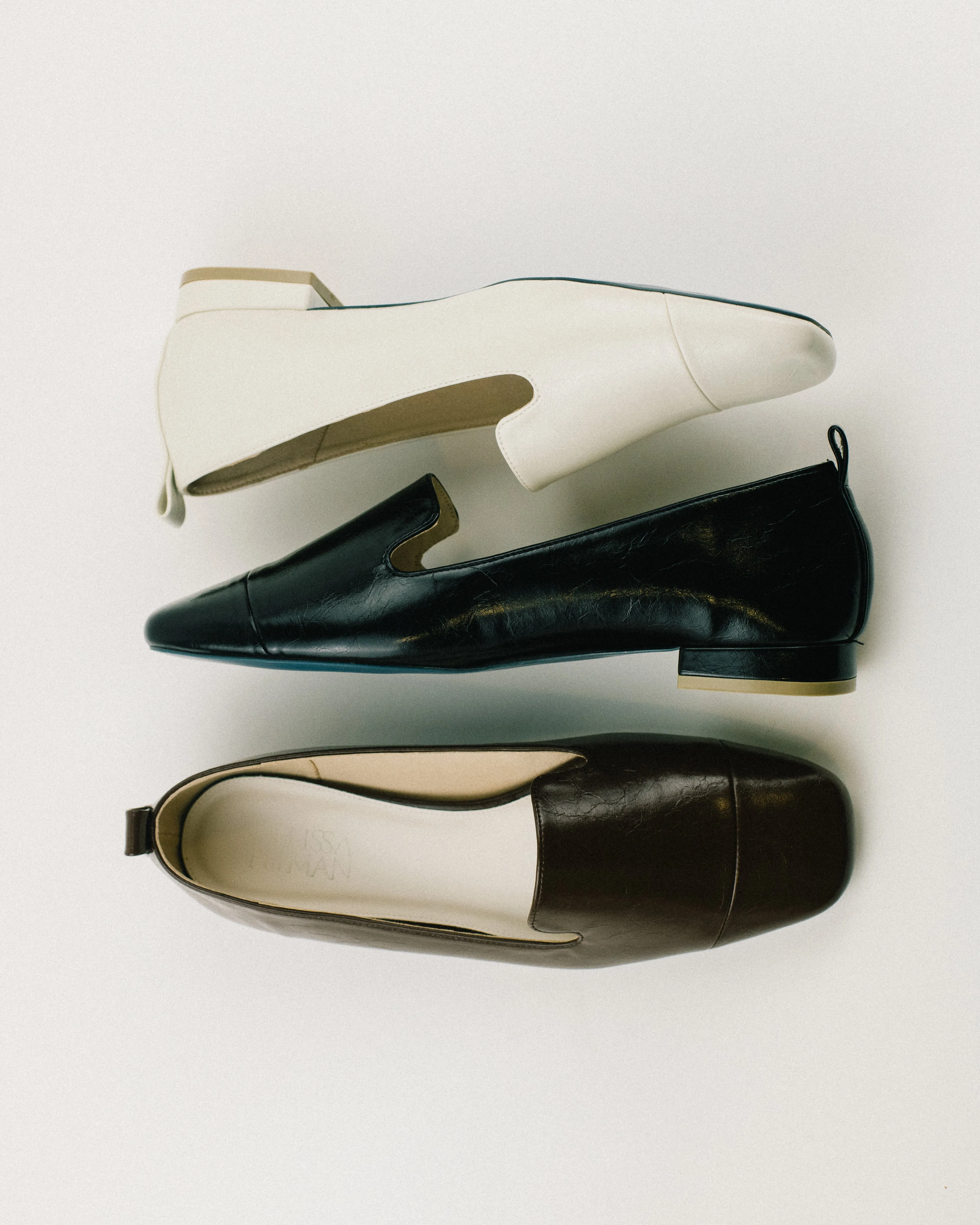 Duma Square Toe Flat Loafers (Off White)