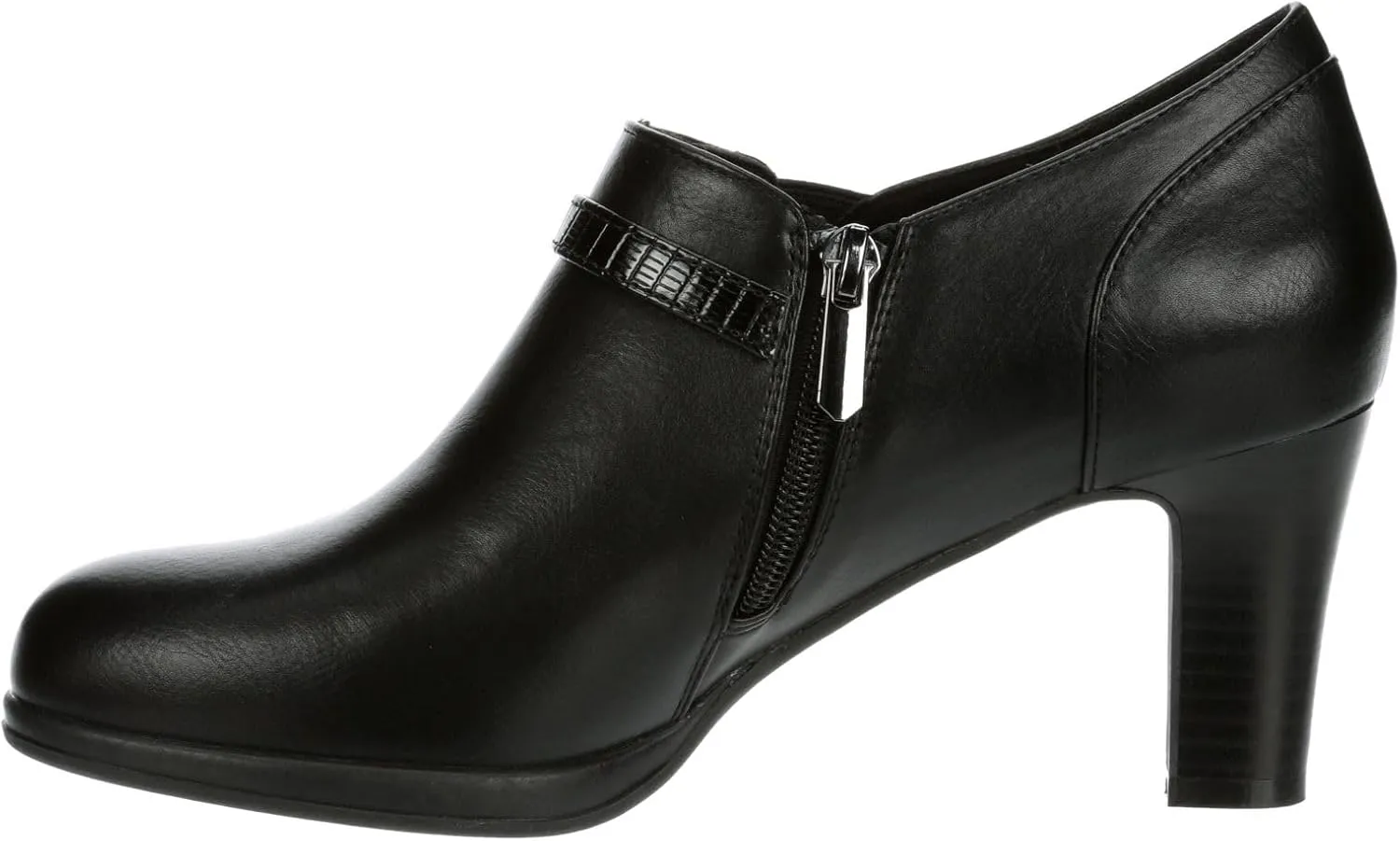 Ellory - Women's Low Cut Faux Leather Heeled Ankle Bootie