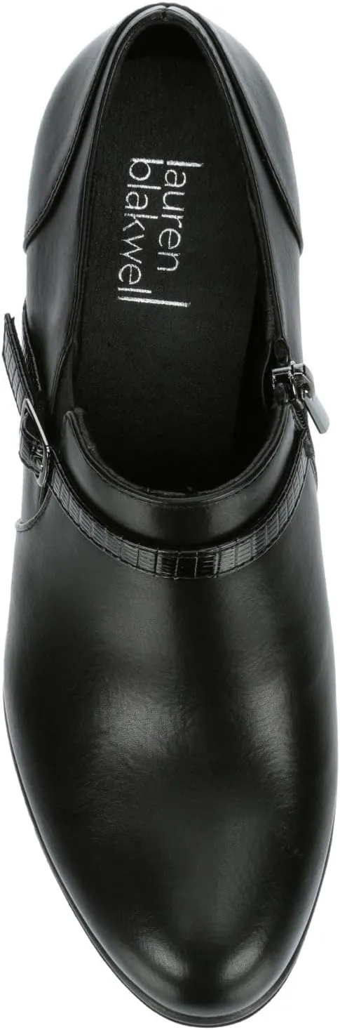 Ellory - Women's Low Cut Faux Leather Heeled Ankle Bootie
