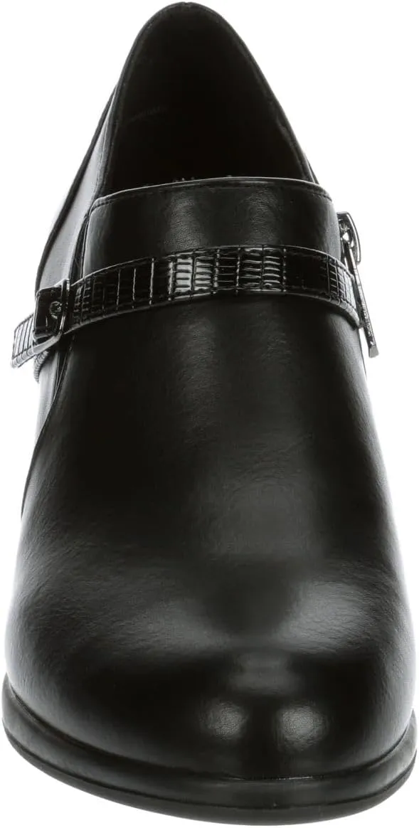 Ellory - Women's Low Cut Faux Leather Heeled Ankle Bootie