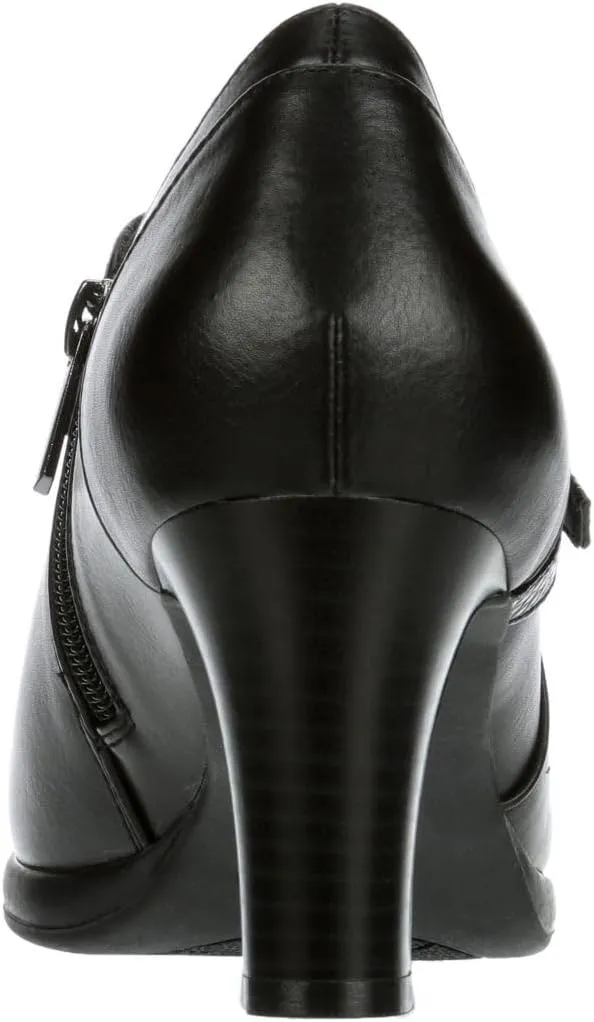 Ellory - Women's Low Cut Faux Leather Heeled Ankle Bootie