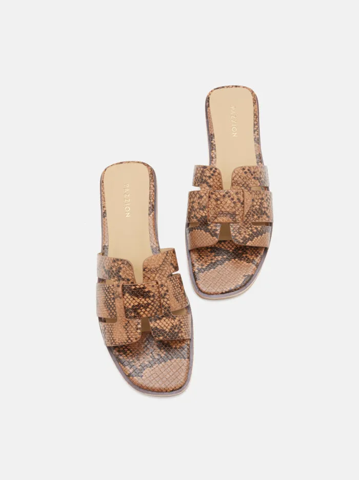 Elmira Python-Print Embossed Leather Cage Slides
