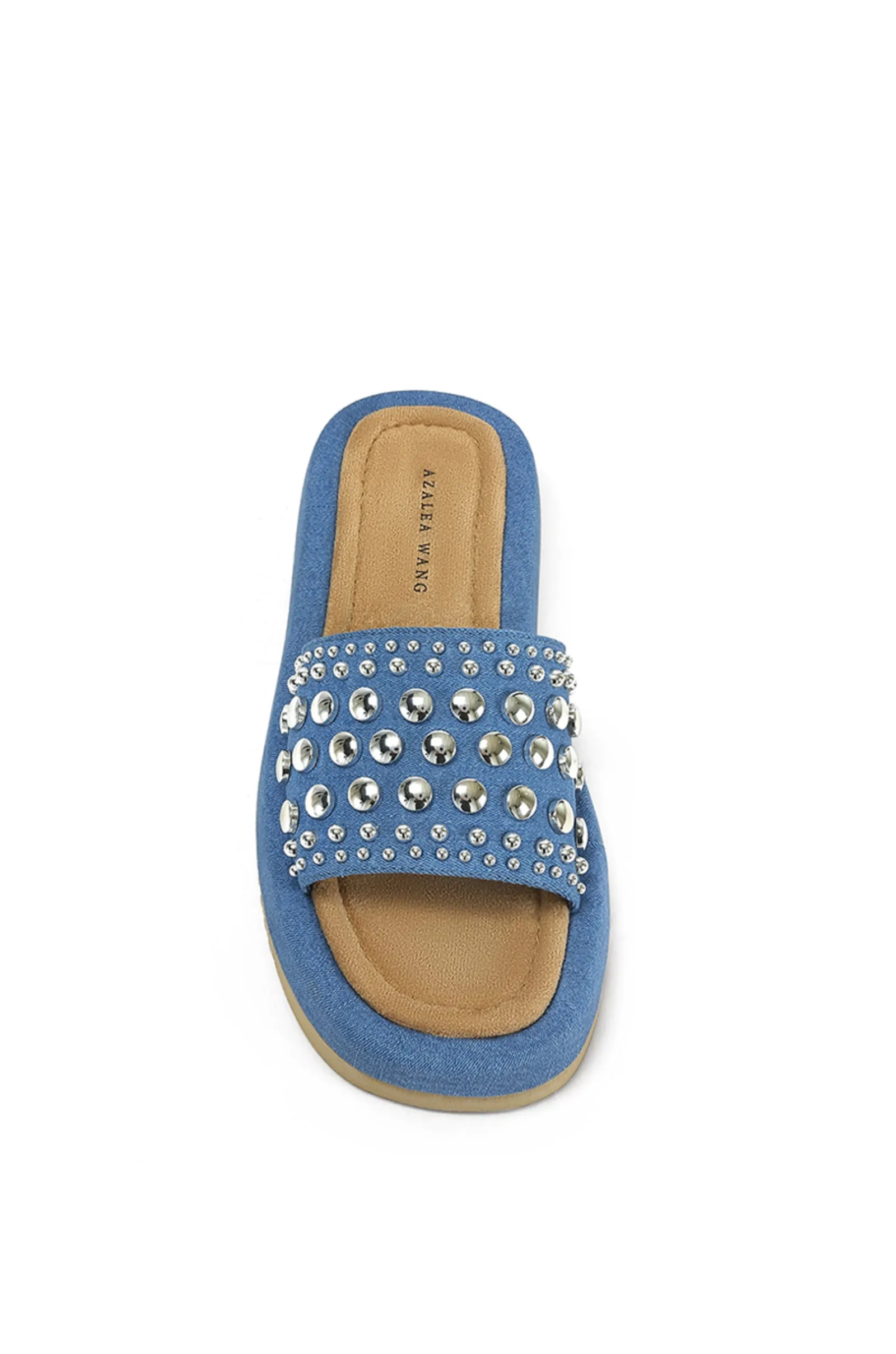 ESPINOSA-DENIM WESTERN STUDDED FLAT SANDAL