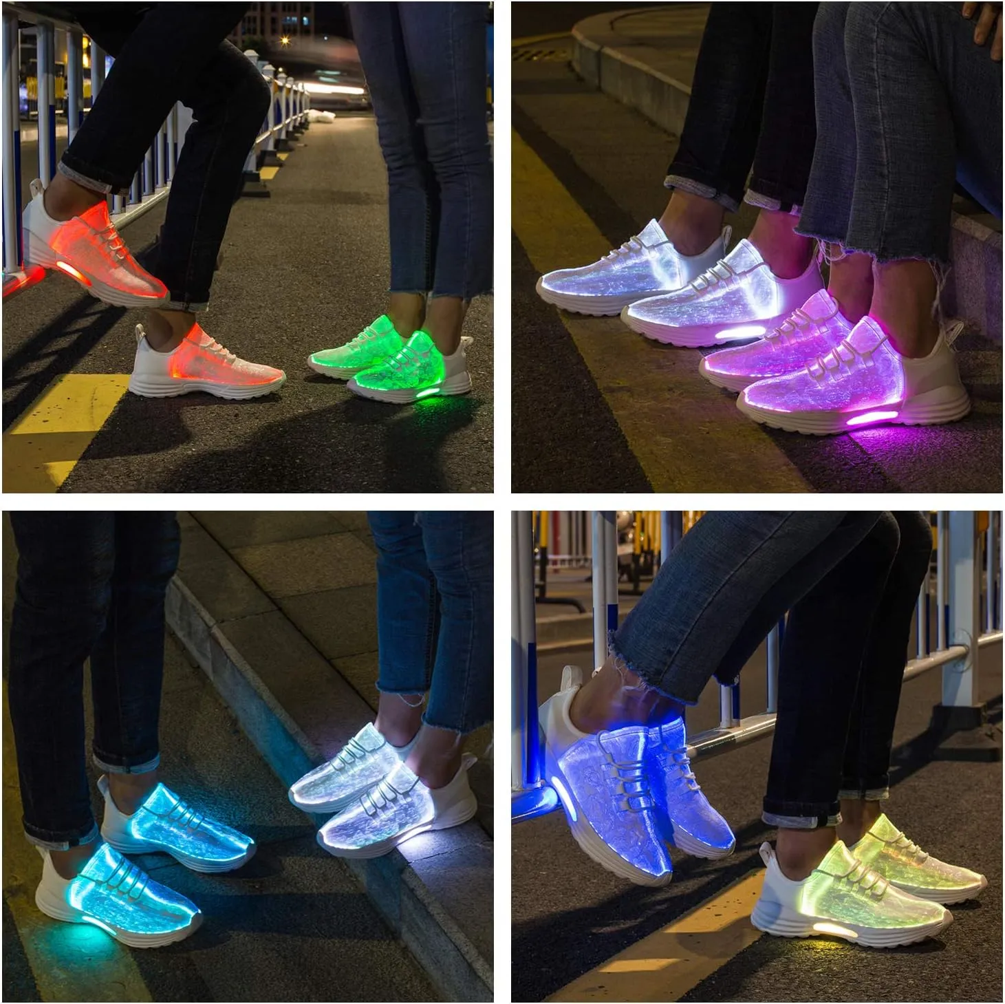 Fiber Optic LED Light Up Shoes for Women Men USB Charging Flashing Luminous Fashion Sneakers for Festivals Party