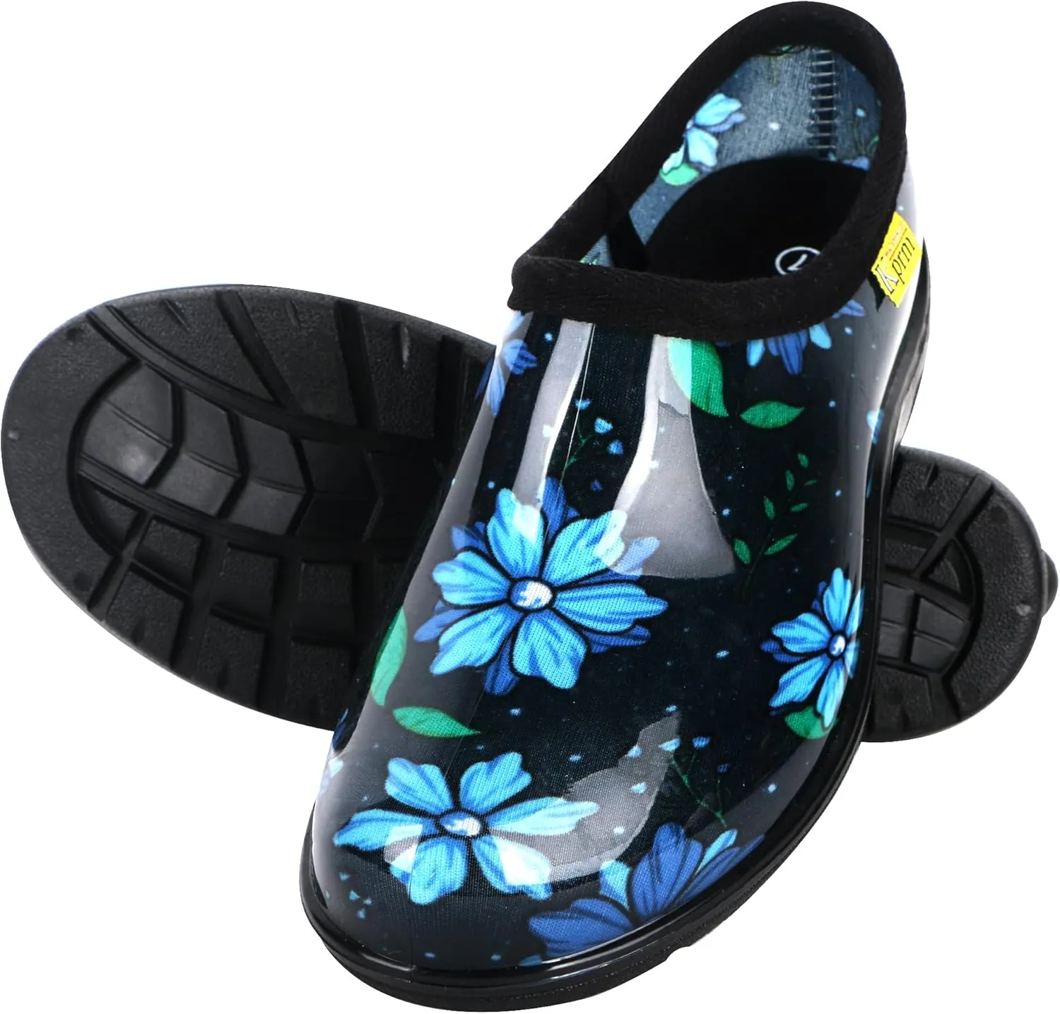 Flat Garden Shoes for Women Waterproof Slip-On Womens Rubber Rain Shoes Gardening Clogs with Comfort Insole