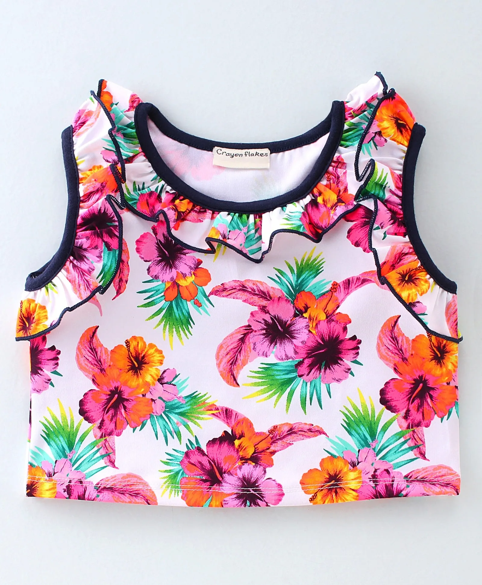 Floral Printed Frilled Top Flapped Short Set