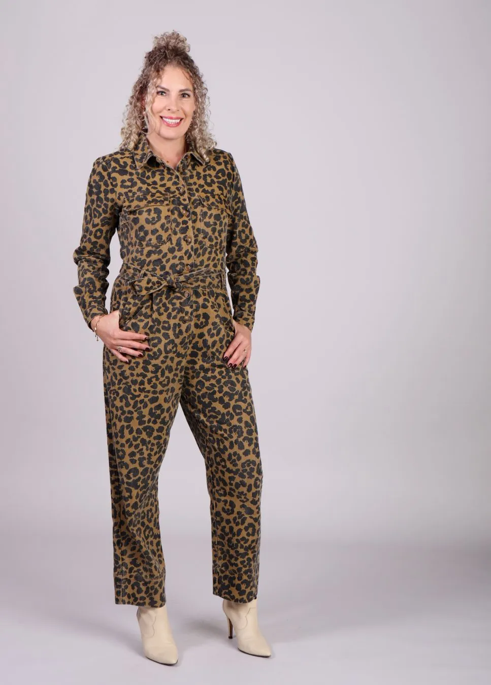 FRNCH Adelice jumpsuit denim luipaard print