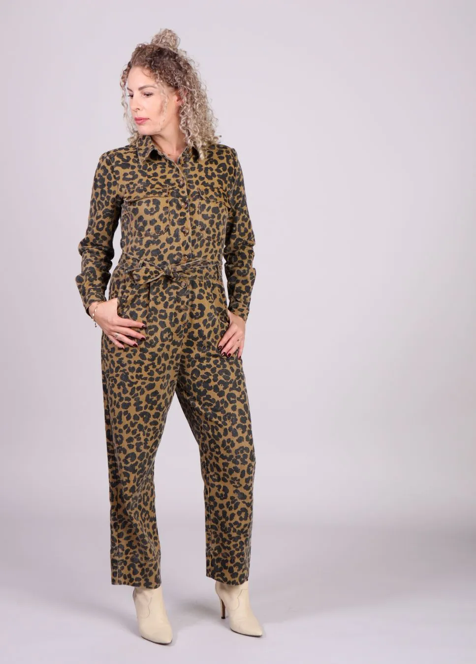 FRNCH Adelice jumpsuit denim luipaard print
