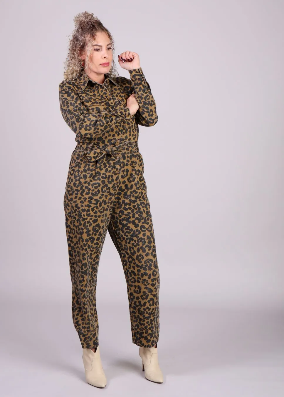 FRNCH Adelice jumpsuit denim luipaard print