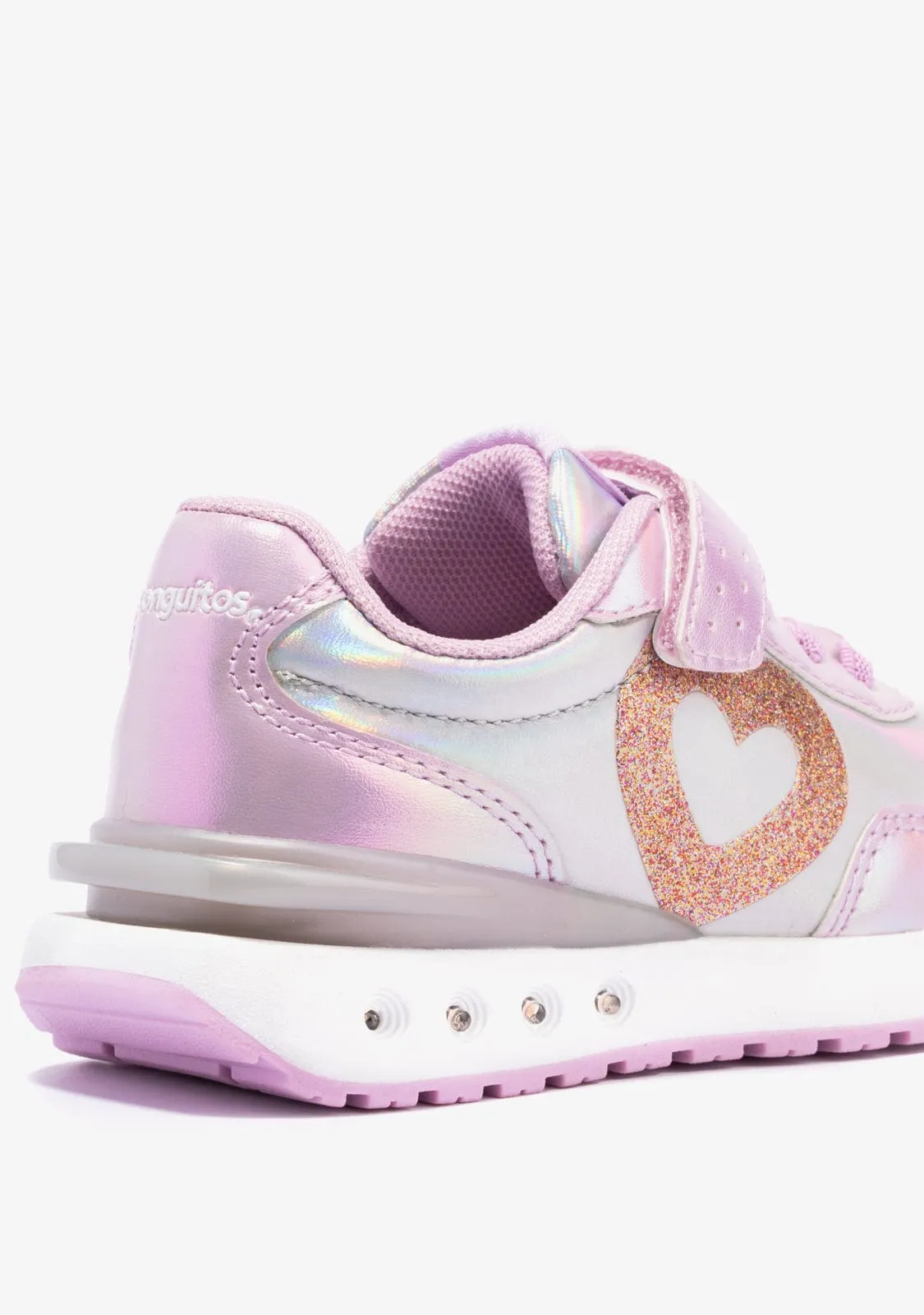 Girl's Pink Heart With Lights Sneakers