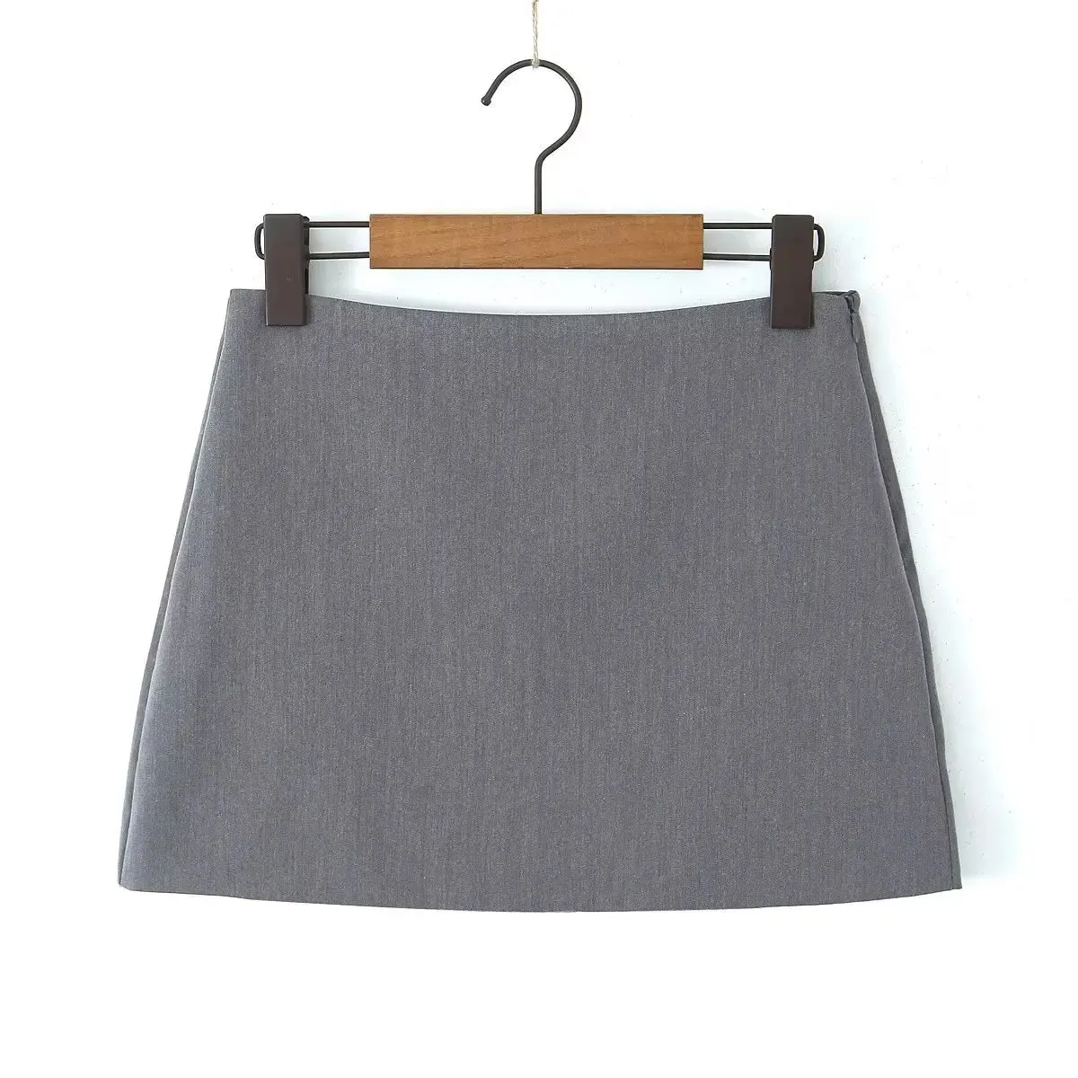 Gray Laced-Up Mini Skirt Set