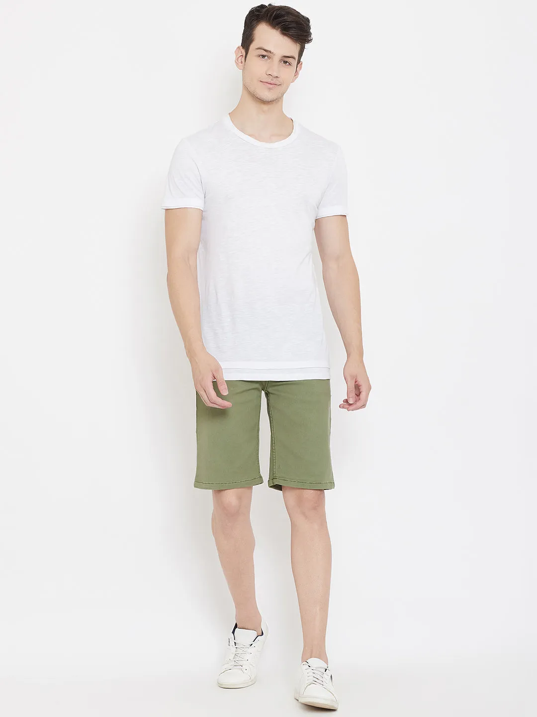 Green Slim Fit Shorts