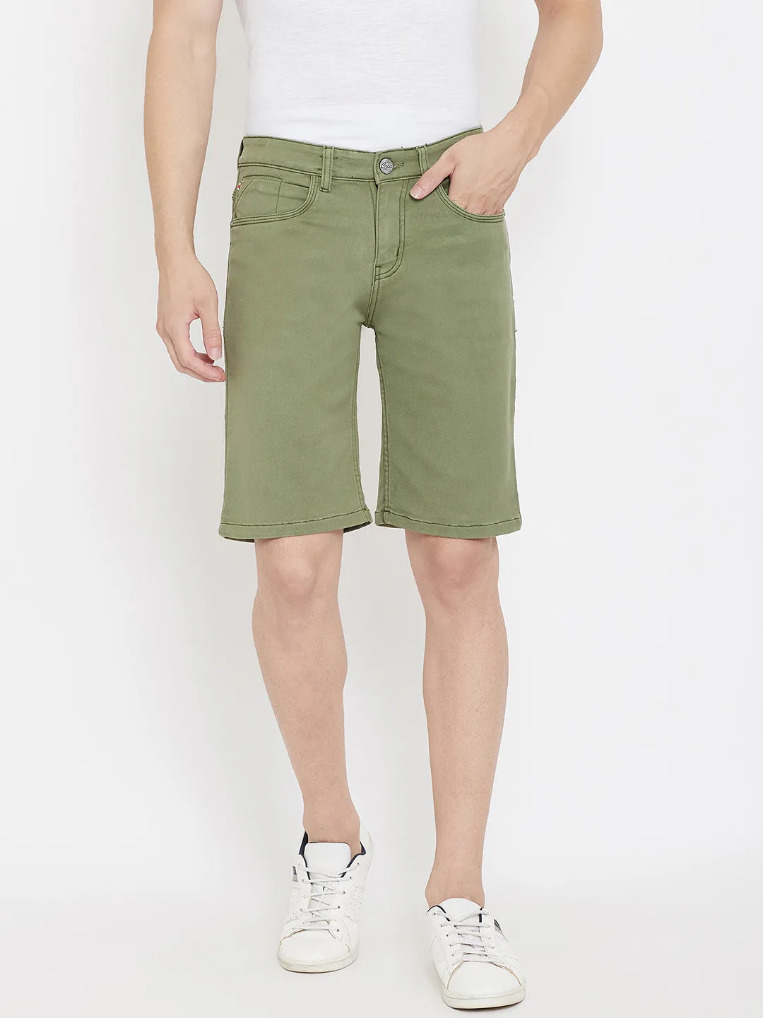 Green Slim Fit Shorts