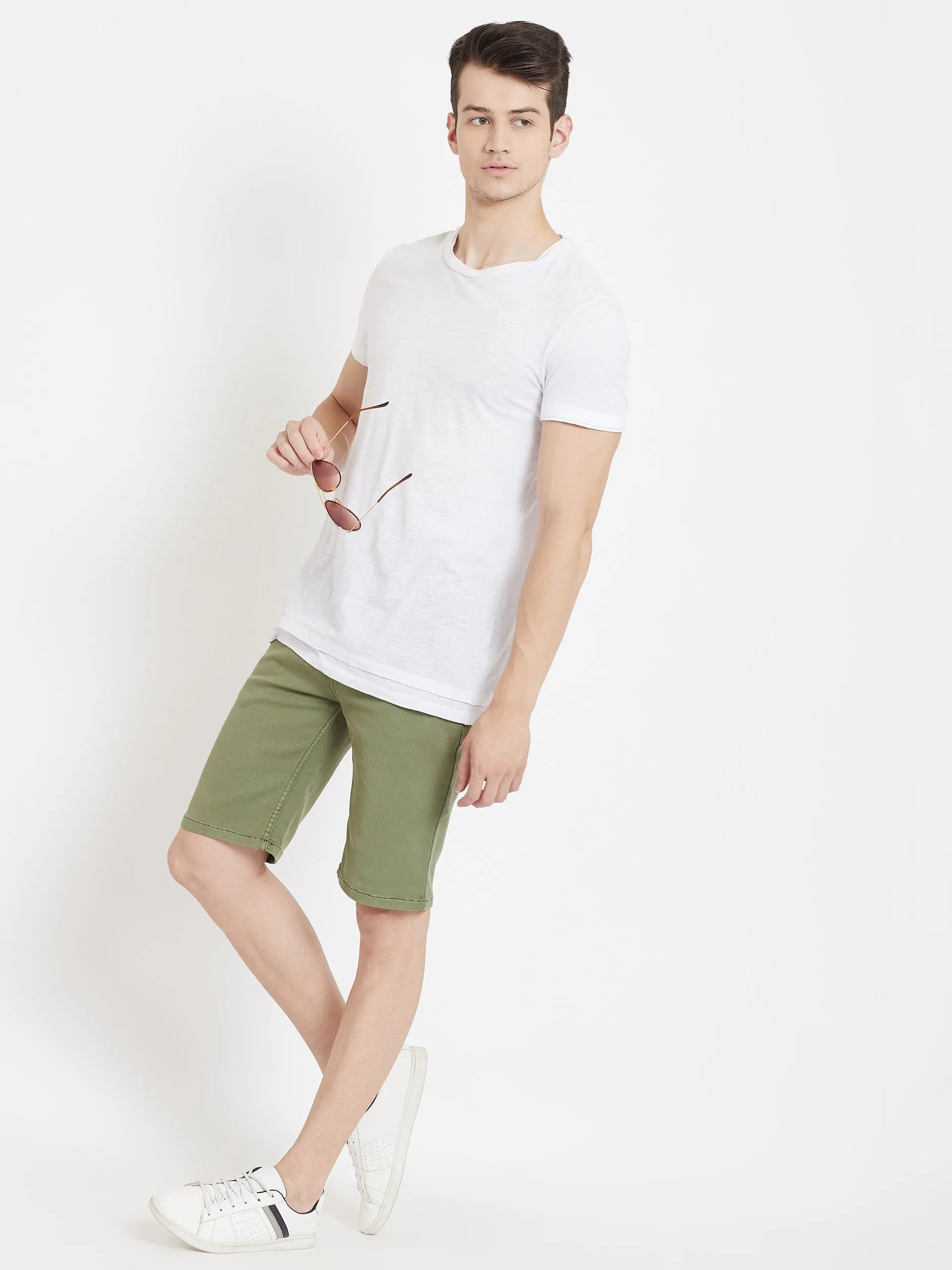 Green Slim Fit Shorts
